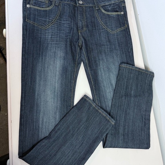Fuego Denim - Fuego Jeans Womens Size 15 Dark Wash Bootcut Embellished Pockets Denim